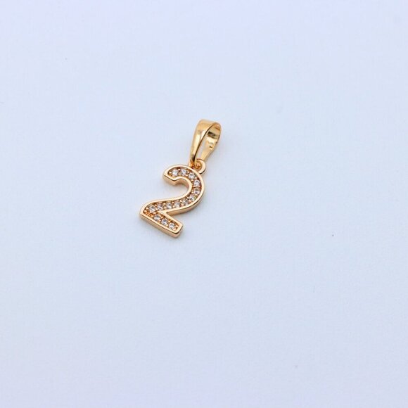 "Rose Gold Number 2 Pendant with Crystals – 18K Gold Plated Charm, XPPT1342 - Picture 12 of 13